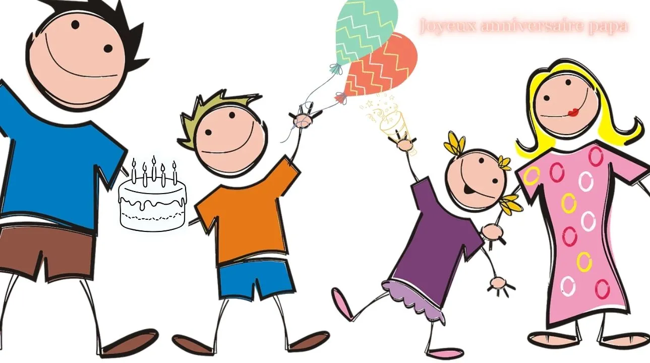 Image joyeux anniversaire papa, un père avec sa famille