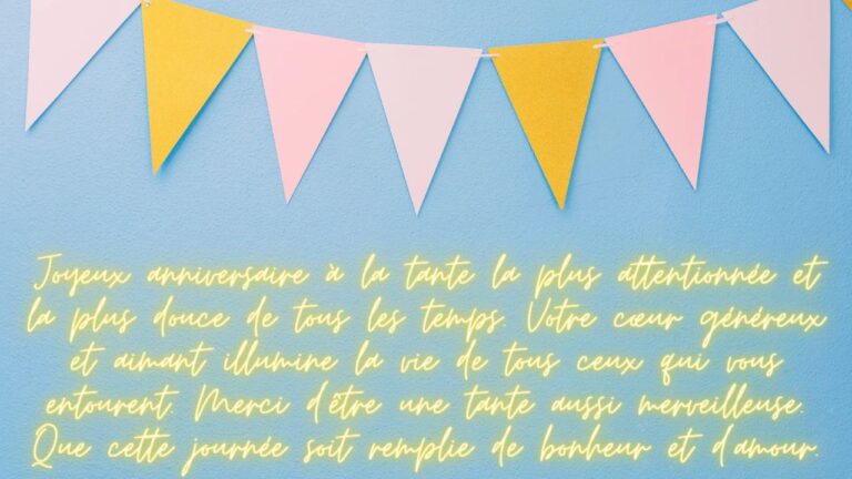 Magnifique carte d'anniversaire avec un long souhait touchant pour la tante, avec de jolies décorations.