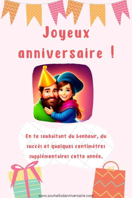 La plus belle carte pour un homme avec un petit fond rose comportant un message d'anniversaire avec une photo d'homme et des décorations d'anniversaire.