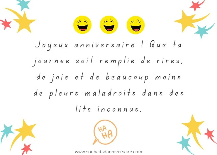 Un petit message humoristique 18+ pour femme sur une simple carte avec image vectorielle, haha et anniversaire.