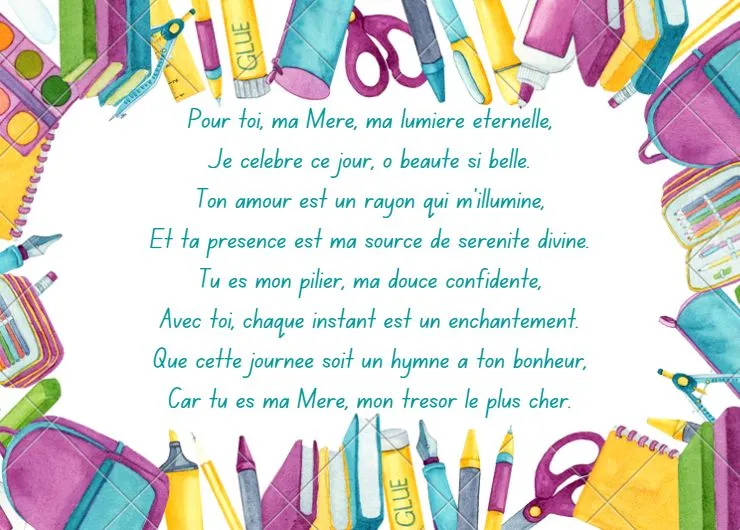 Un beau poème d'anniversaire pour maman sur une carte à fond blanc.
