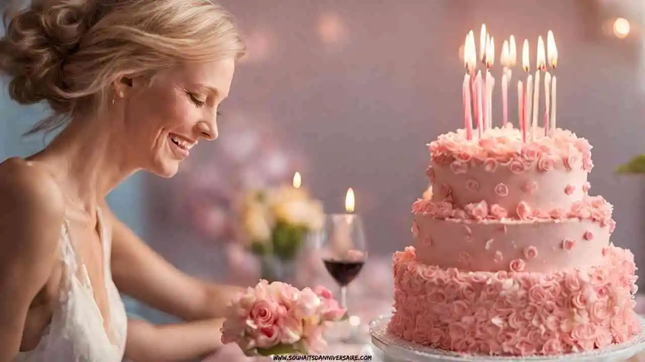 Image tendre et émouvante d'une épouse qui fête son anniversaire.