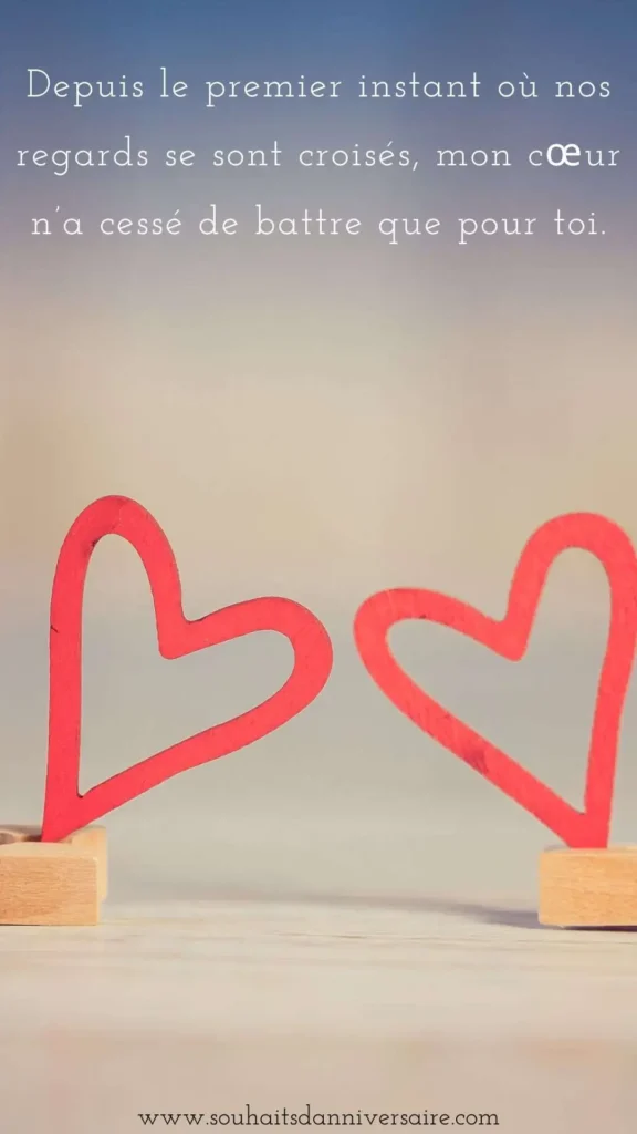 Depuis le premier instant où nos regards se sont croisés, mon cœur n’a cessé de battre que pour toi.