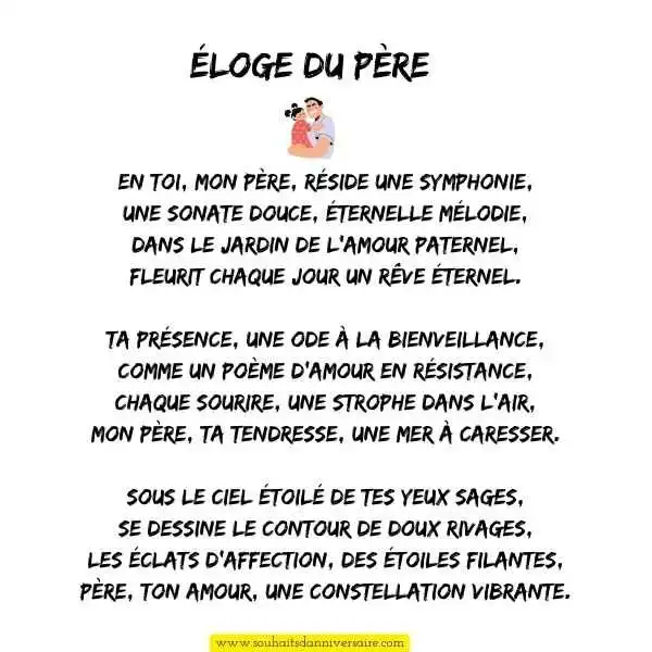 En toi, mon père, réside une symphonie,
Une sonate douce, éternelle mélodie,