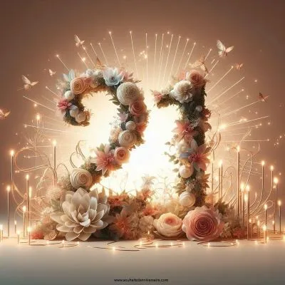 Image de fleurs et de féminité avec les chiffres 21 pour célébrer le 21e anniversaire d'une fille.